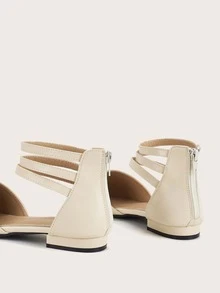 Zapatillas con cremallera trasera minimalistas - Beis - Ver 4