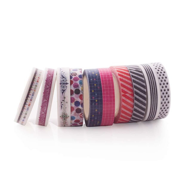 

3rolls Geometric Pattern Random Decorative Tape, Multicolor