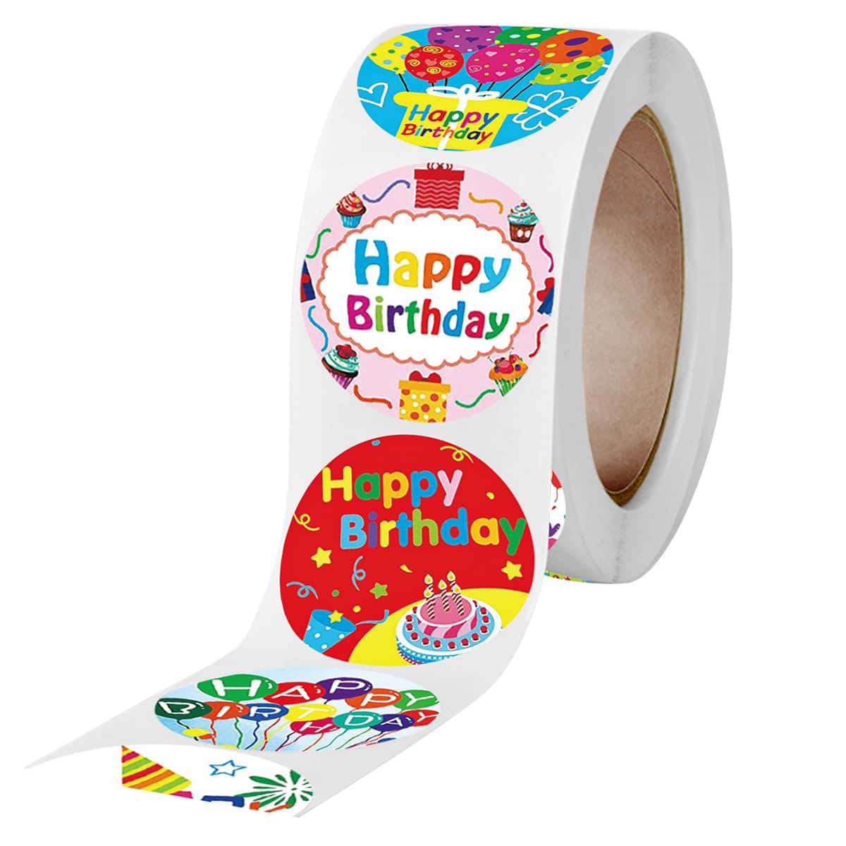 

500pcs Happy Birthday Round Sticker, Multicolor