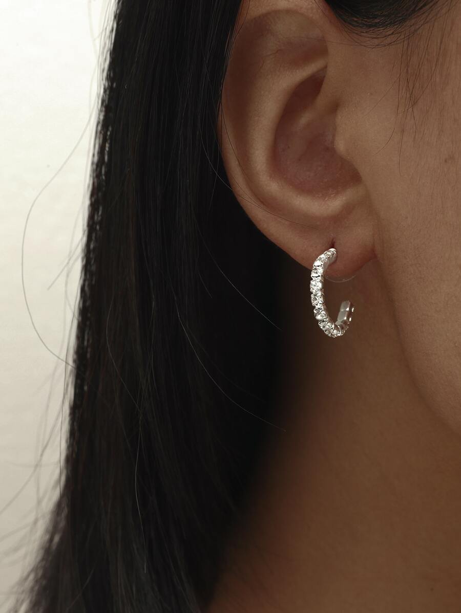 Hộp Đêm Tiệc C Hình Pha Lê AB Bông Tai Đinh Dành Cho Nữ 1 Đôi - Bạc - Xem 1