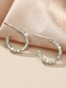 Hộp Đêm Tiệc C Hình Pha Lê AB Bông Tai Đinh Dành Cho Nữ 1 Đôi - Bạc - Xem 2