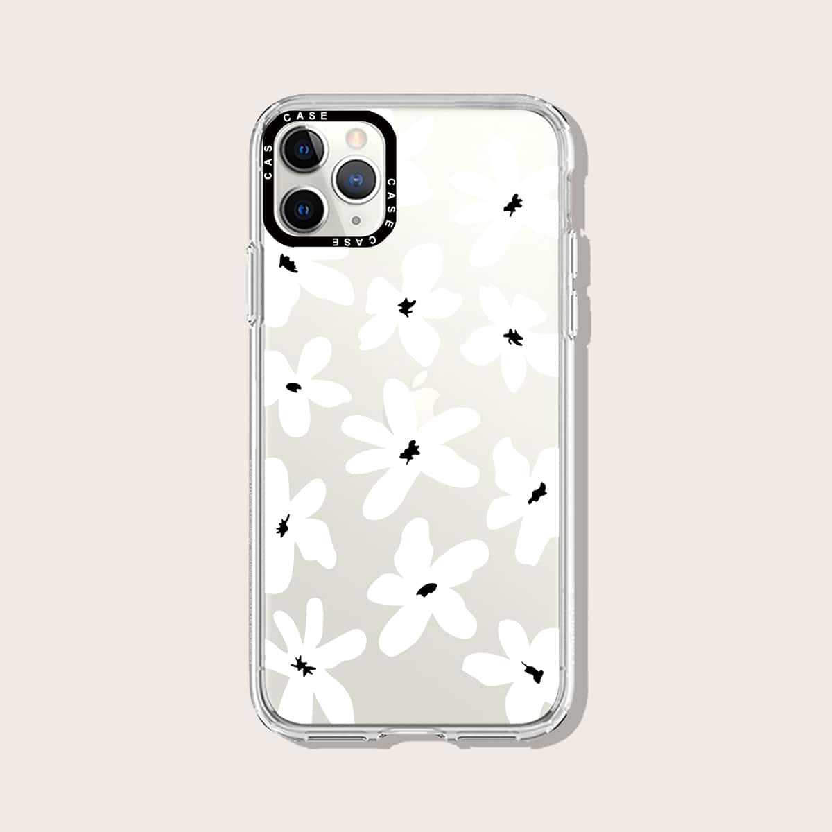 

Floral Pattern Clear Phone Case, White