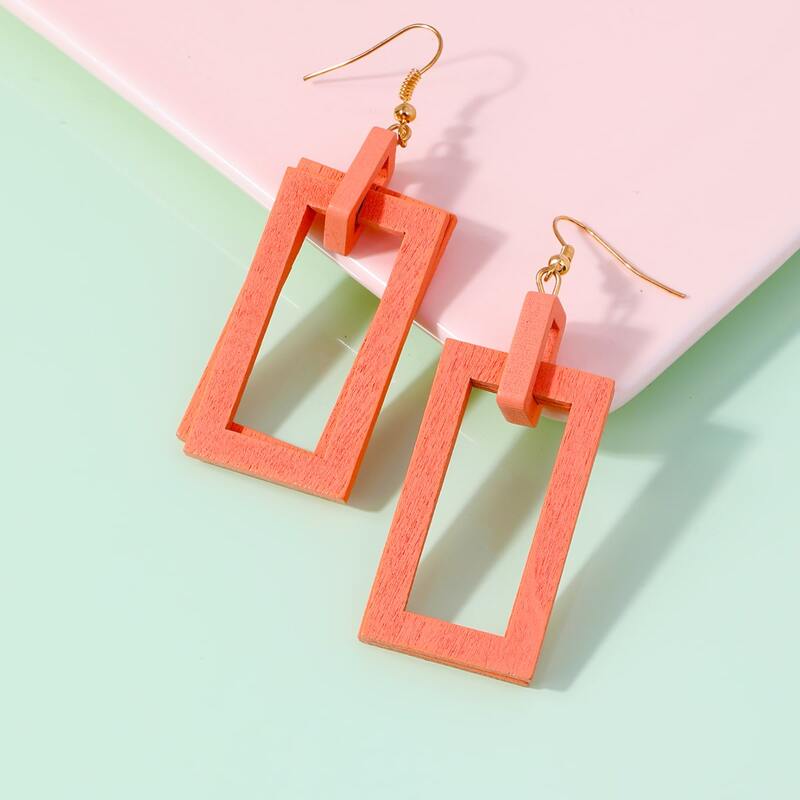 

Rectangle Drop Earrings, Orange