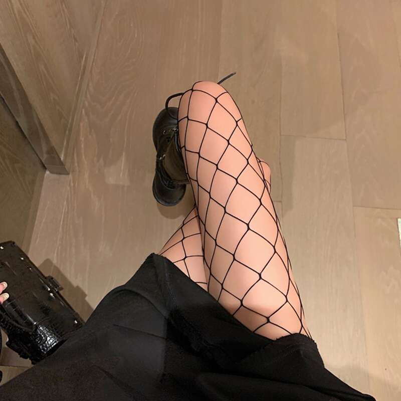 

1pair Plain Fishnet Tights, Black