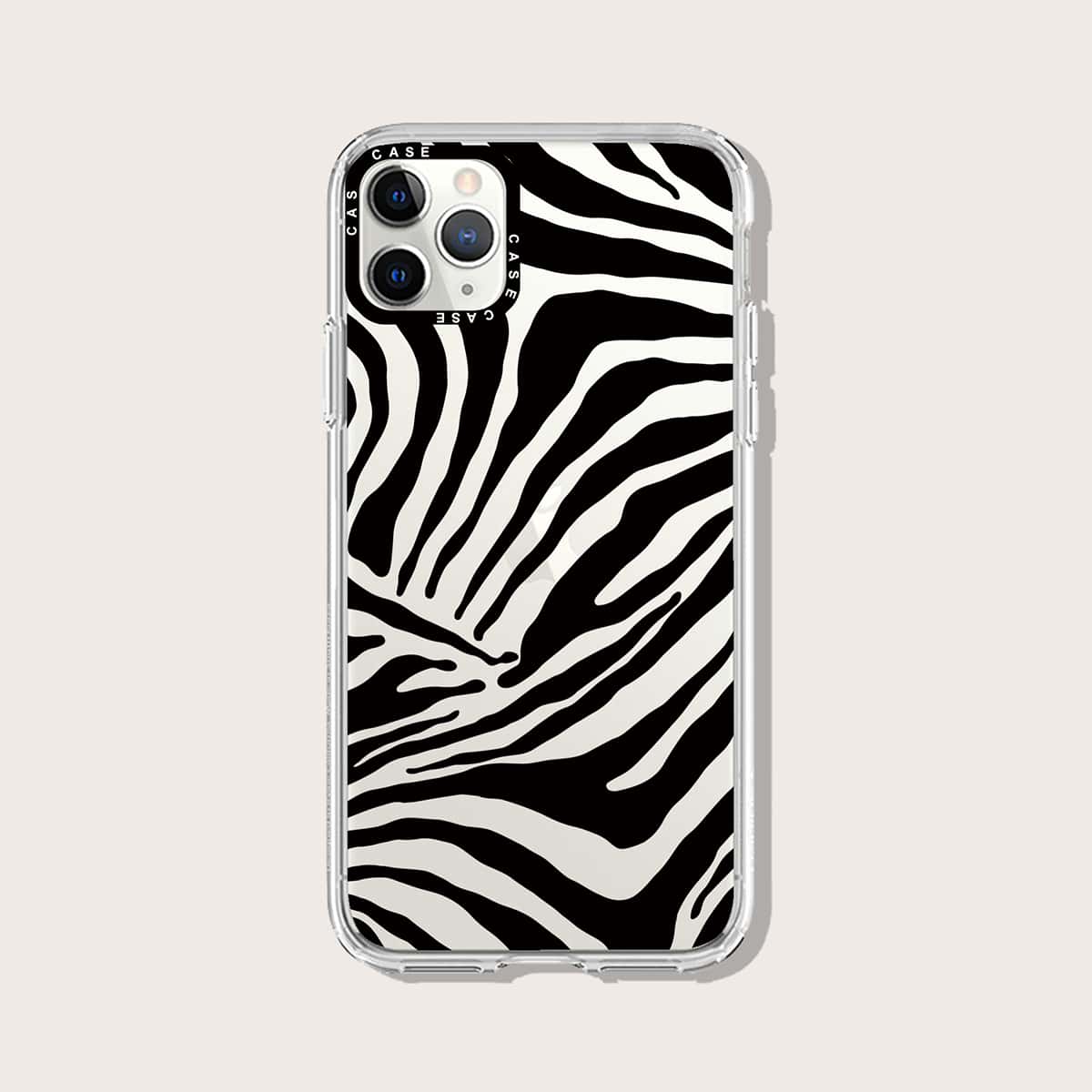 

Zebra Striped Clear Phone Case, Black and white
