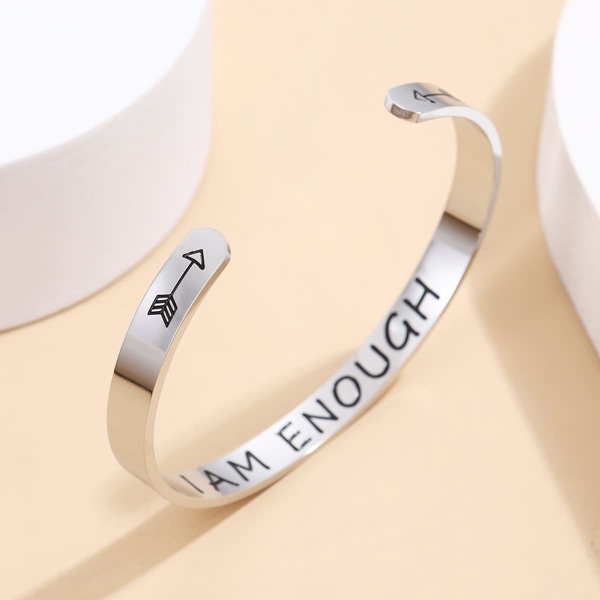 

Men Letter Graphic Cuff Bracelet, Silver