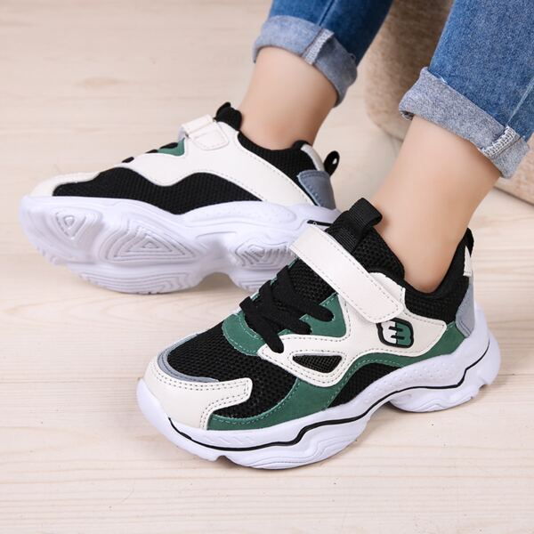 

Girls Velcro Strap Mesh Panel Sneakers, Green