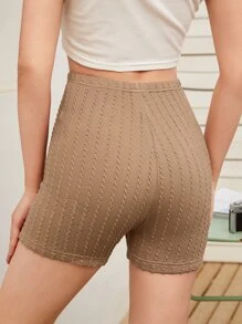 SHEIN Cable Knit Solid Biker Shorts