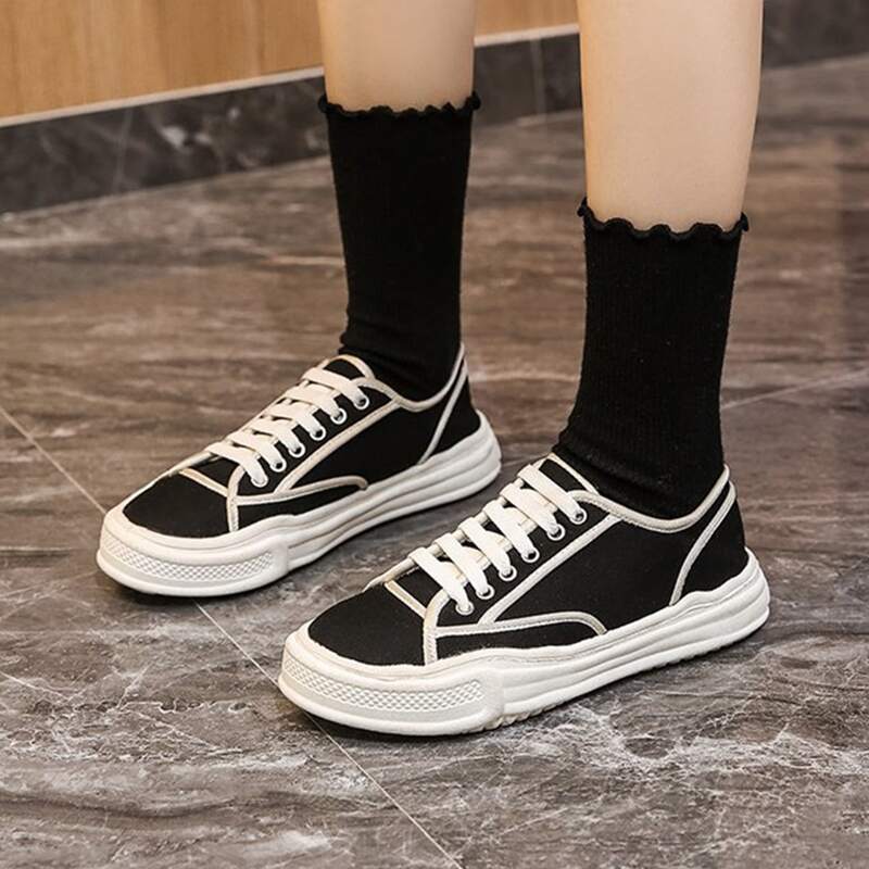 

Contrast Trim Flat Sneakers, Black