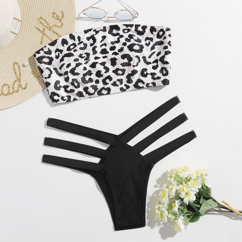 

Leopard Cut-out Bikini Swimsuit, Multicolor