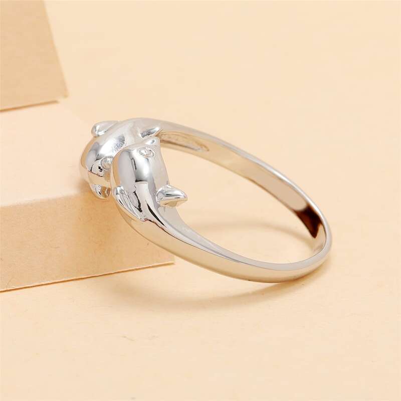 

1pc Dolphin Cuff Ring, Silver