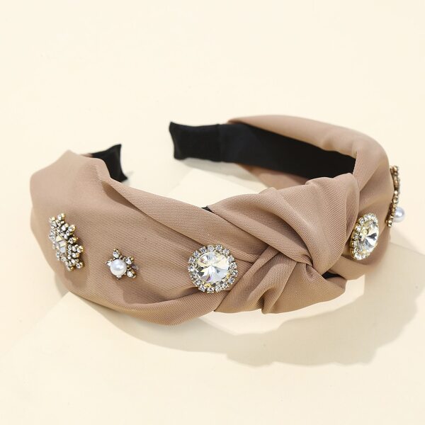 

Faux Pearl & Rhinestone Decor Headband, Khaki
