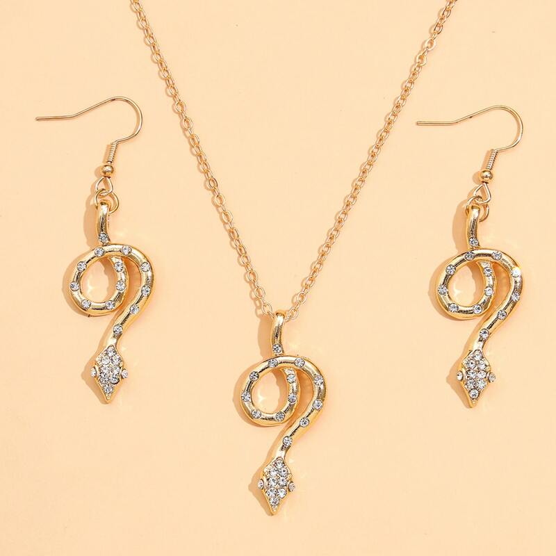 

3pcs Rhinestone Snake Jewelry Set, Gold