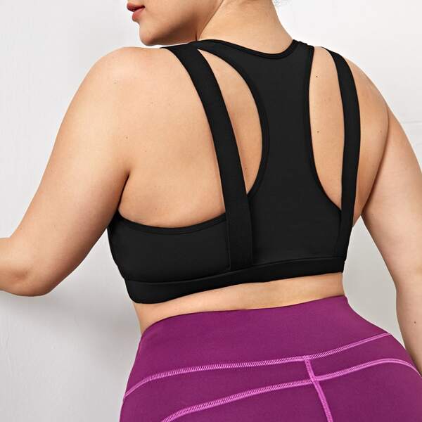 

Plus Solid Sports Bra-Medium Support, Black