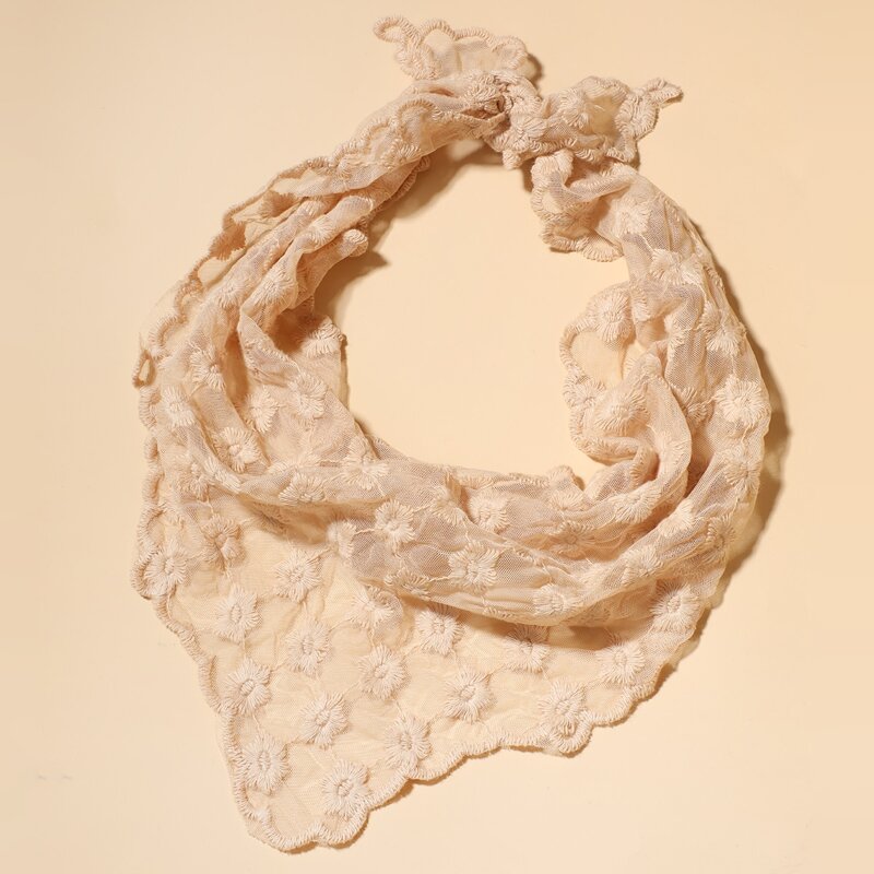 

Flower Embroidery Scarf, Khaki
