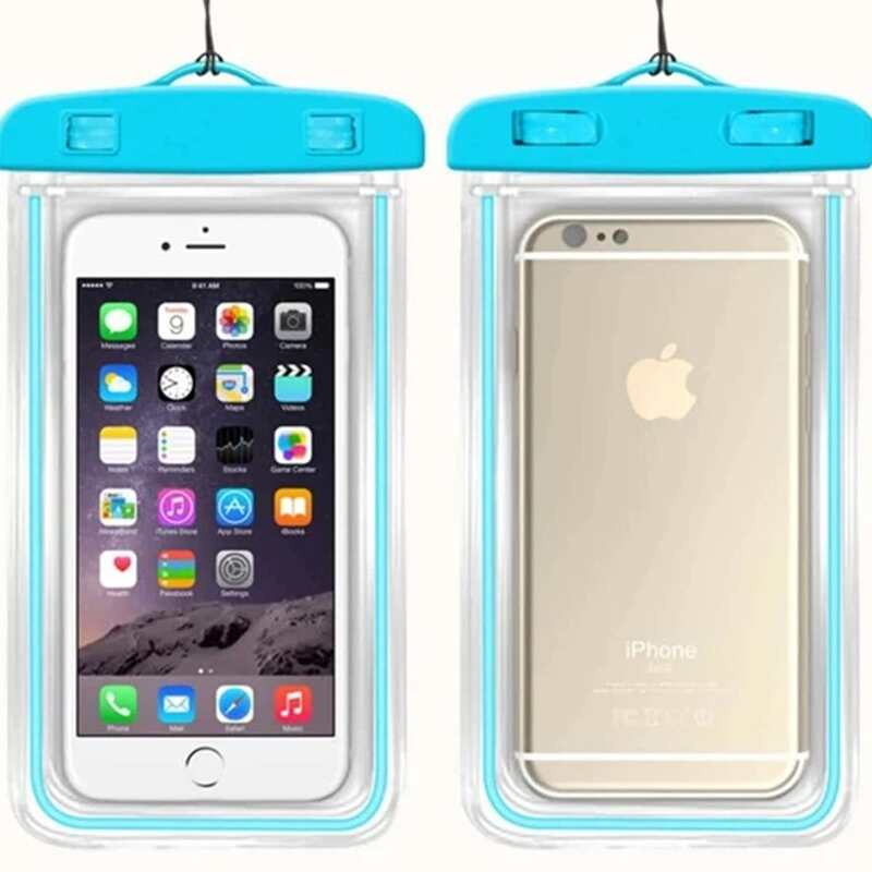 

Clear Phone Waterproof Bag With Lanyard, Clear baby blue