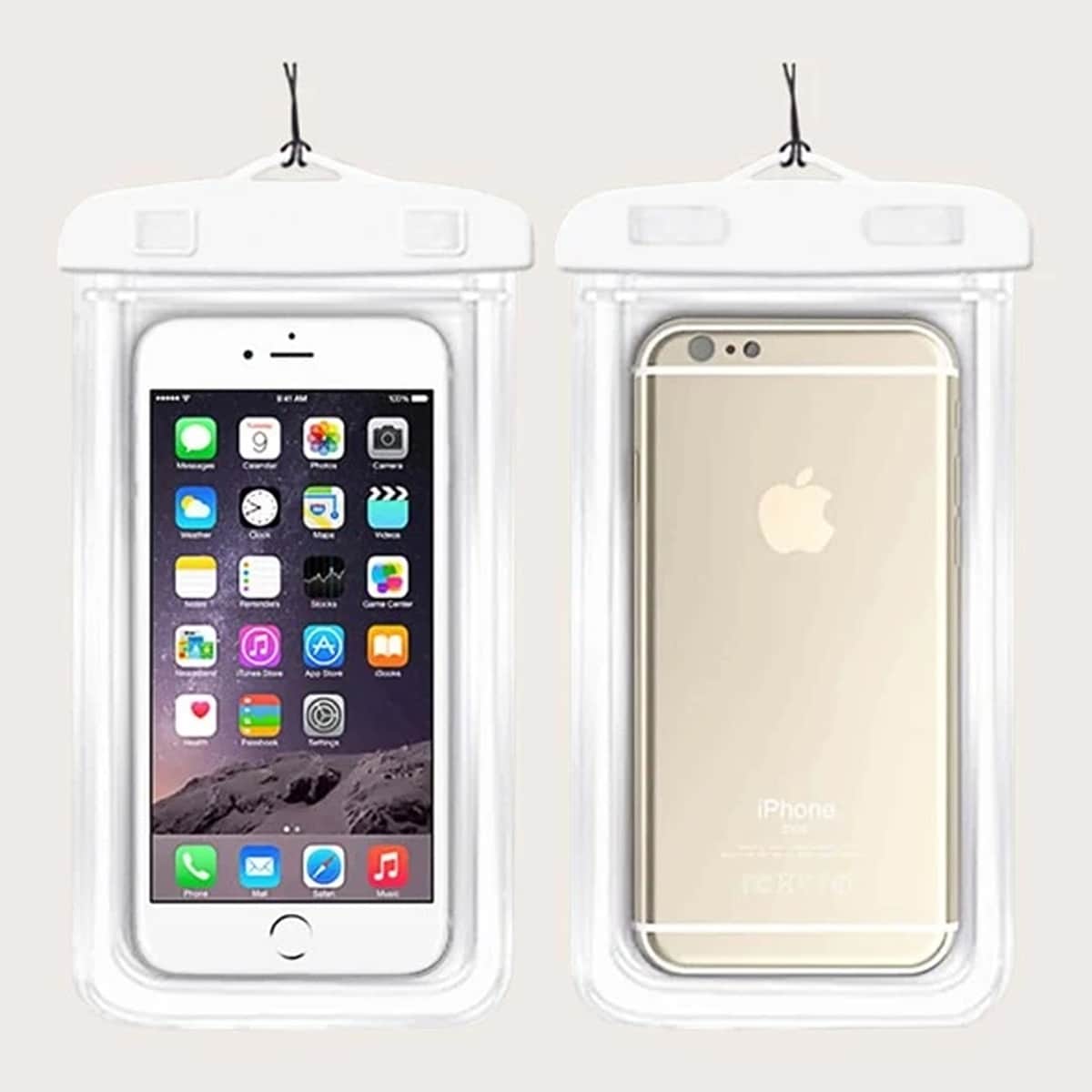

Clear Phone Waterproof Bag With Lanyard, White