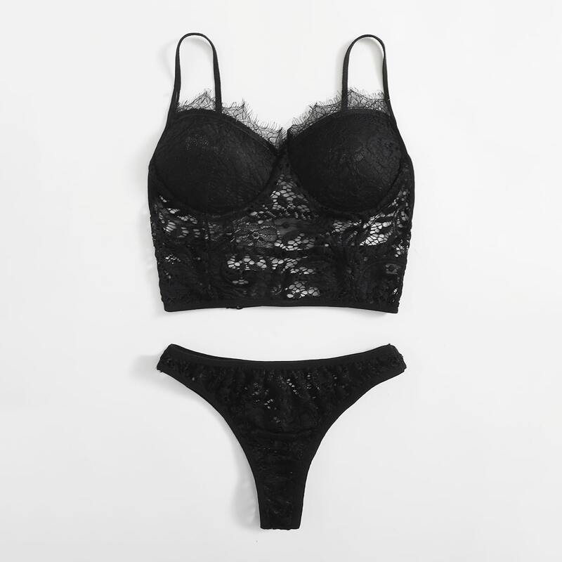 

Floral Lace Lingerie Set, Multicolor