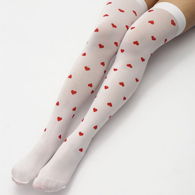 

Heart Over The Knee Socks, White