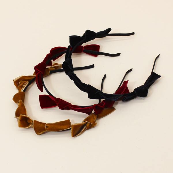 

3pcs Toddler Girls Bow Knot Decor Hair Hoop, Multicolor