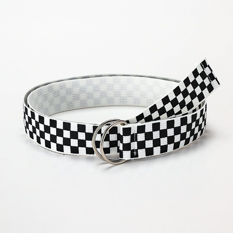

Checkered Tape Belt, Black and white