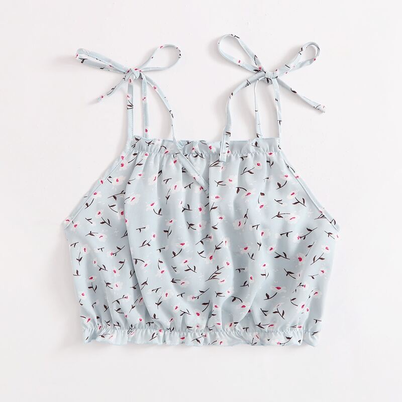 

Ditsy Flower Tie Shoulder Crop Cami, Multicolor
