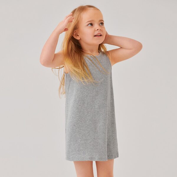 

Toddler Girls Rib-knit Solid Tank Dress, Light grey