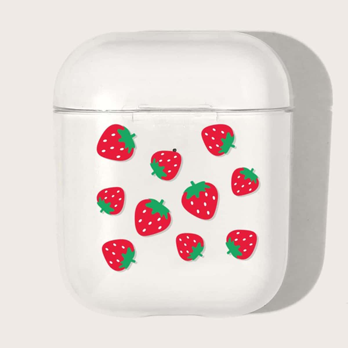 

Strawberry Clear Earphone Case For iPhone, Red clear