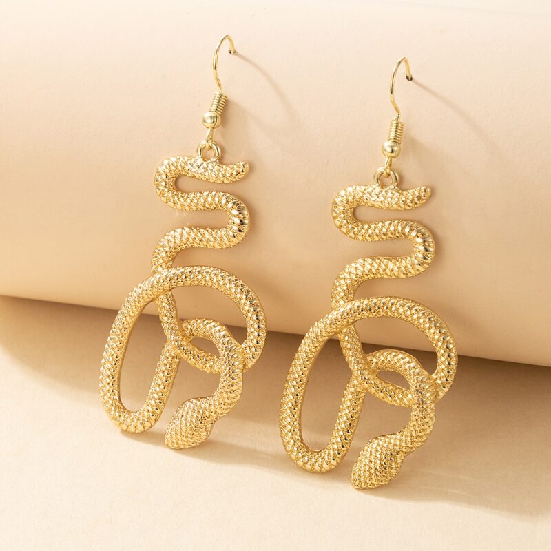 

Snake Drop Earrings, Gold