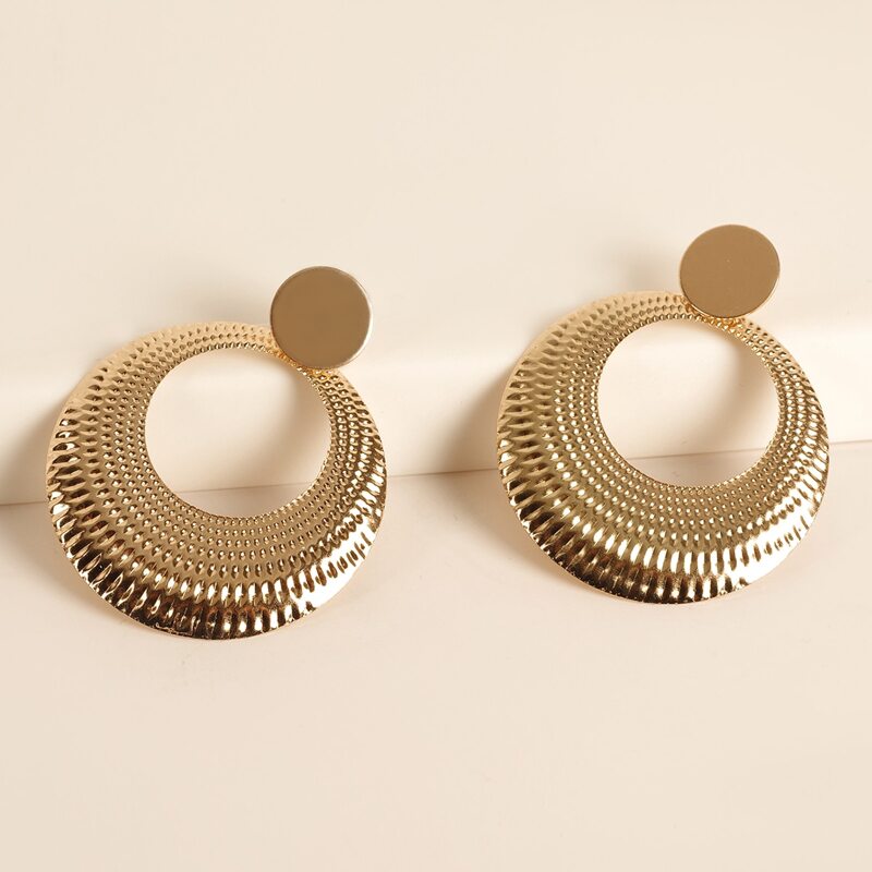 

Textured Ring Drop Earrings, Gold