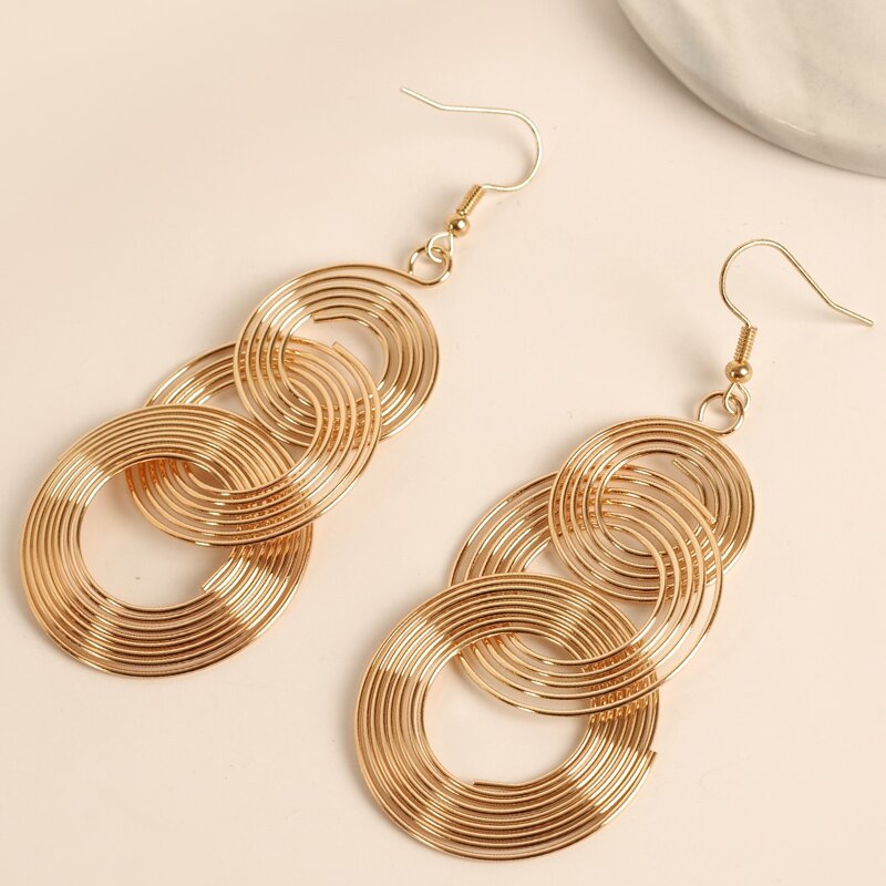 

Layered Ring Drop Earrings, Gold