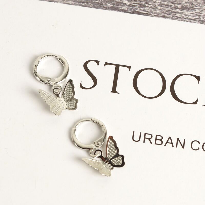 

Butterfly Drop Earrings, Silver
