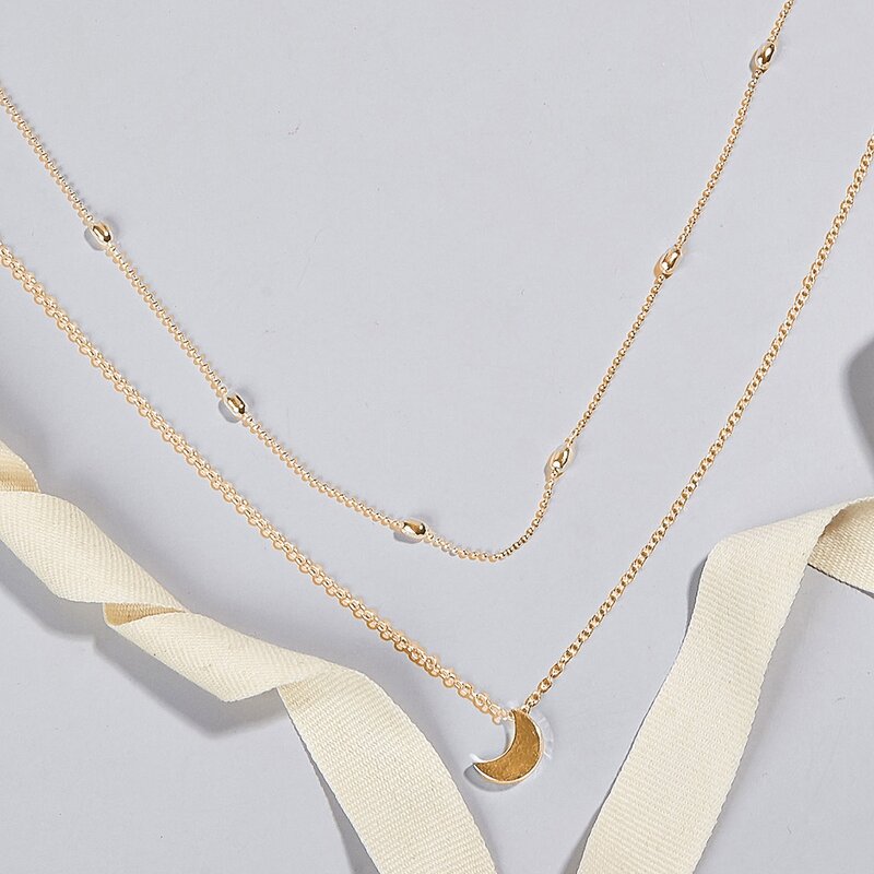 

2pcs Moon Charm Necklace, Gold