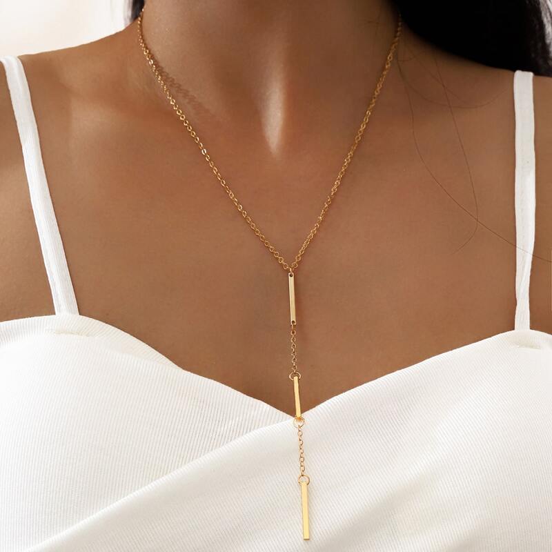 

Bar Lariat Necklace, Gold