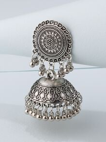 耳环 珠子 流苏 吊饰 耳坠 - 復古銀色 - 查看 3