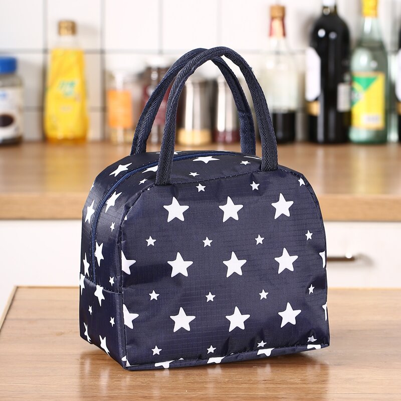 

Star Print Insulated Lunch Bag, Navy blue