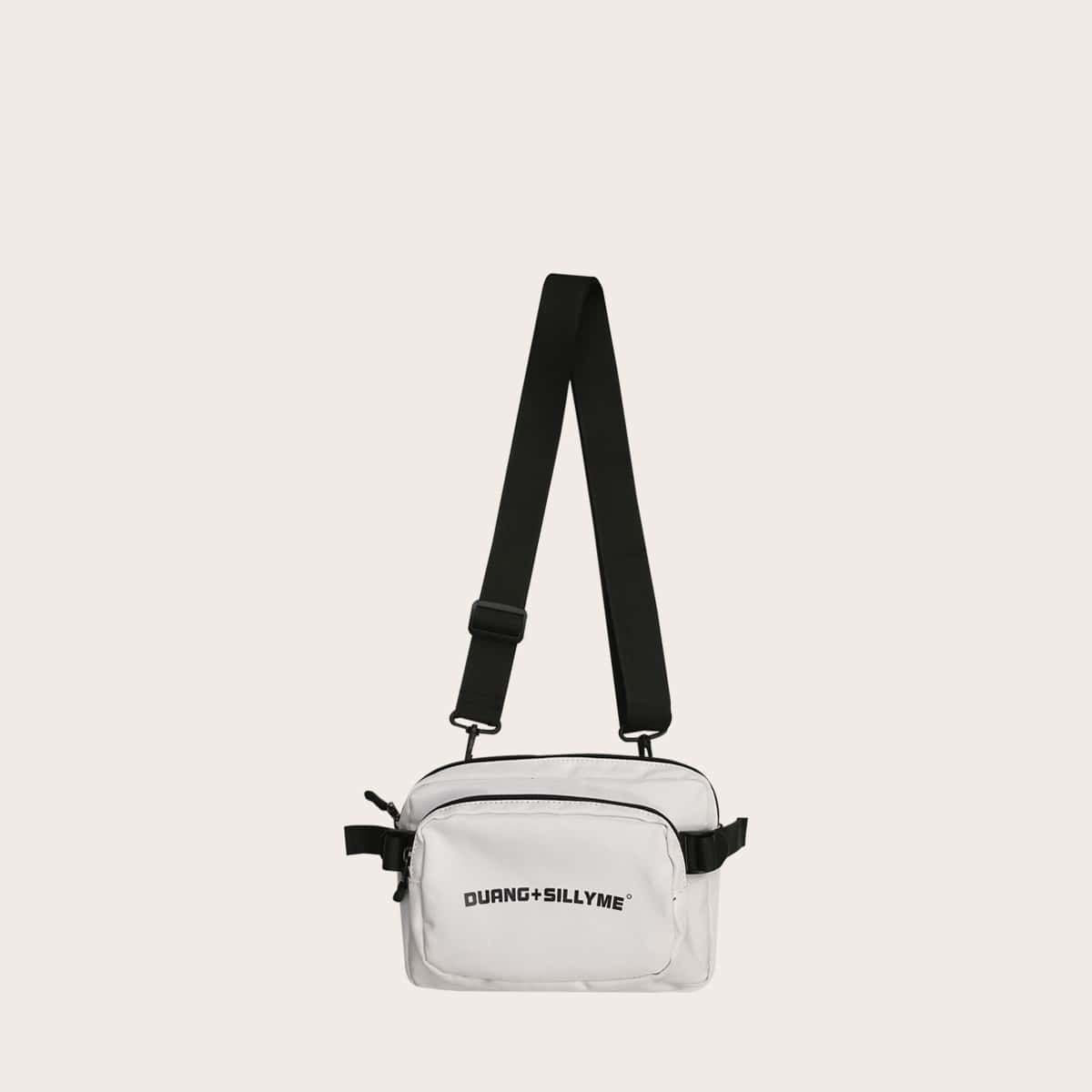 

Guys 2 In 1 Letter Graphic Crossbody Bag, White