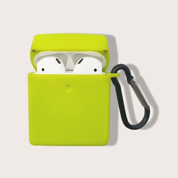 

Чехол для AirPods в форме куба с крючком цвета неонового лайма, Зеленый лайм