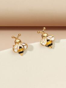 Bee Decor Stud Earrings - Multicolor - View 1