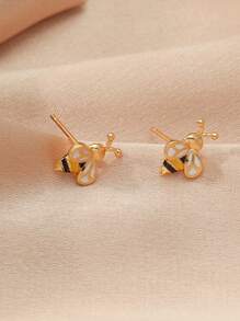 Bee Decor Stud Earrings - Multicolor - View 2