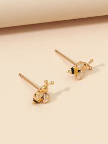 Bee Decor Stud Earrings - Multicolor - View 3