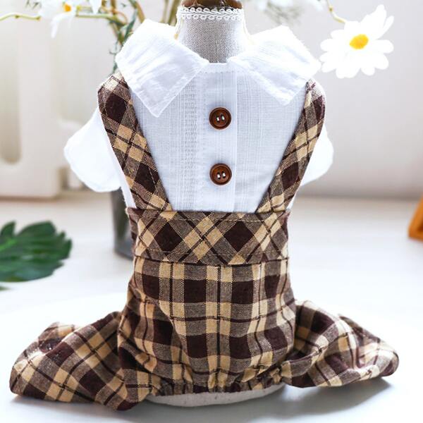 

Plaid Pattern Pet Jumpsuit, Multicolor