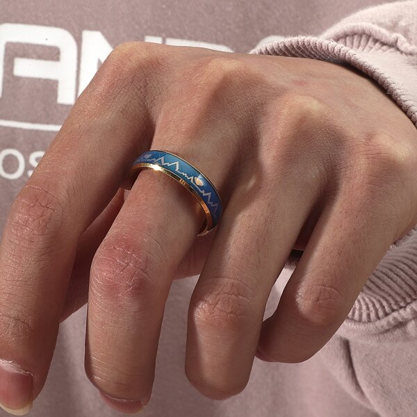 

Men Electrocardiogram Print Ring, Multicolor