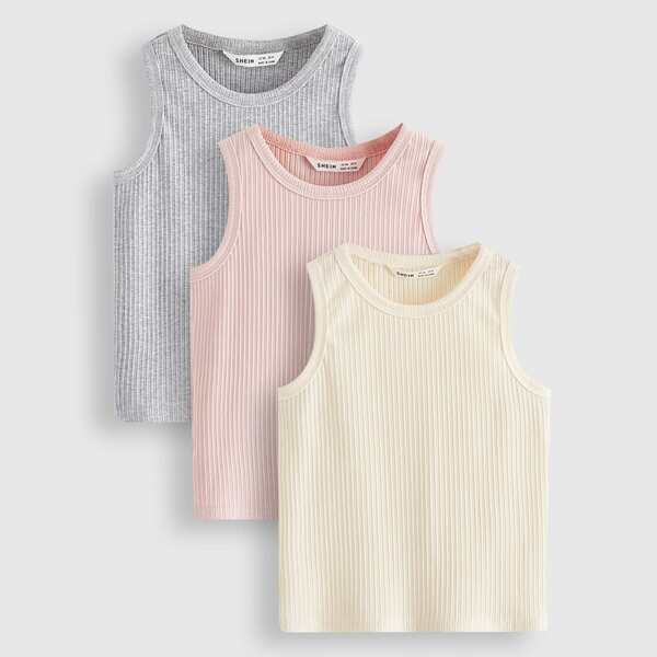 

Toddler Girls 3 Pack Rib-knit Tank Top, Multicolor