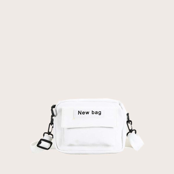 

Men Letter Patch Crossbody Bag, White