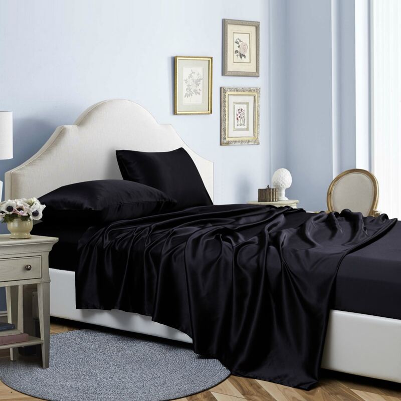 

Plain Satin Sheet Set Without Filler, Black