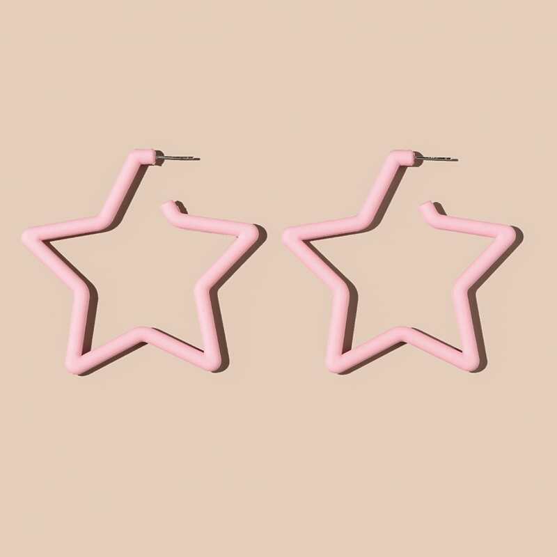 

Star Hoop Earrings, Pink