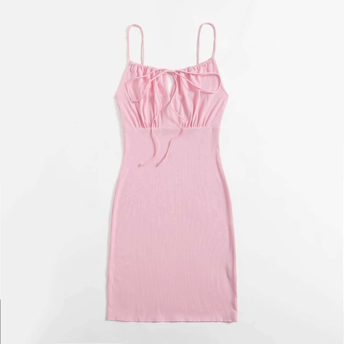 

Solid Tie Front Cami Dress, Pink