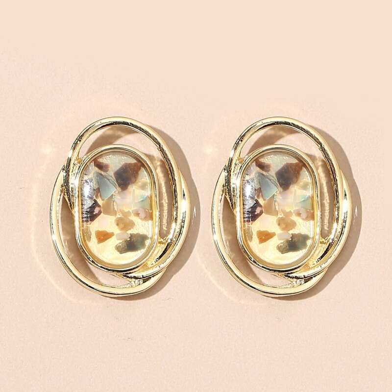 

Layered Ring Stud Earrings, Gold