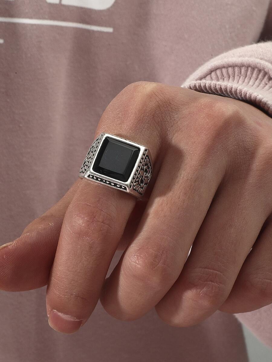 Men Square Detail Ring | SHEIN USA